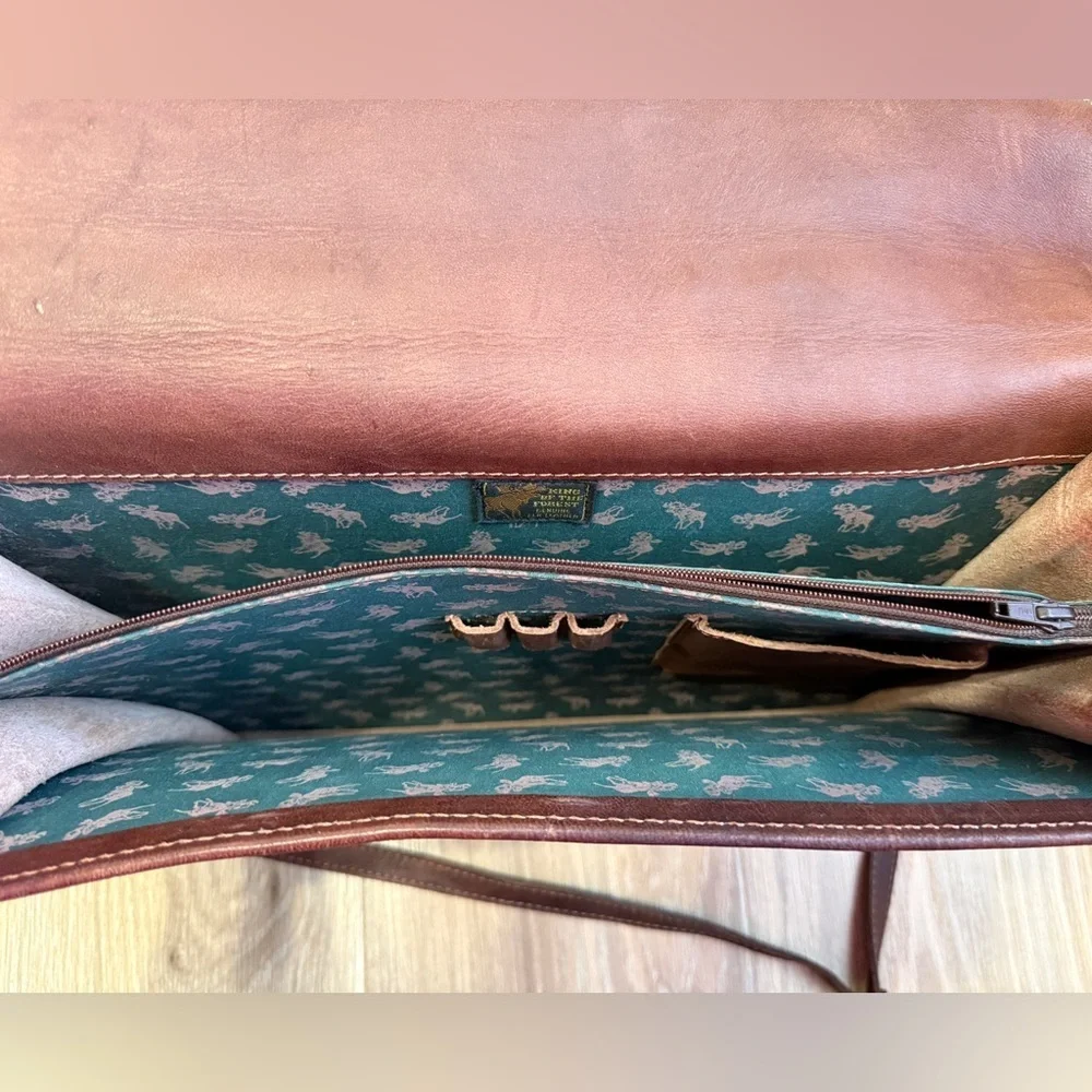 King of the Forest Leather Briefcase Messenger Work Bag Brown